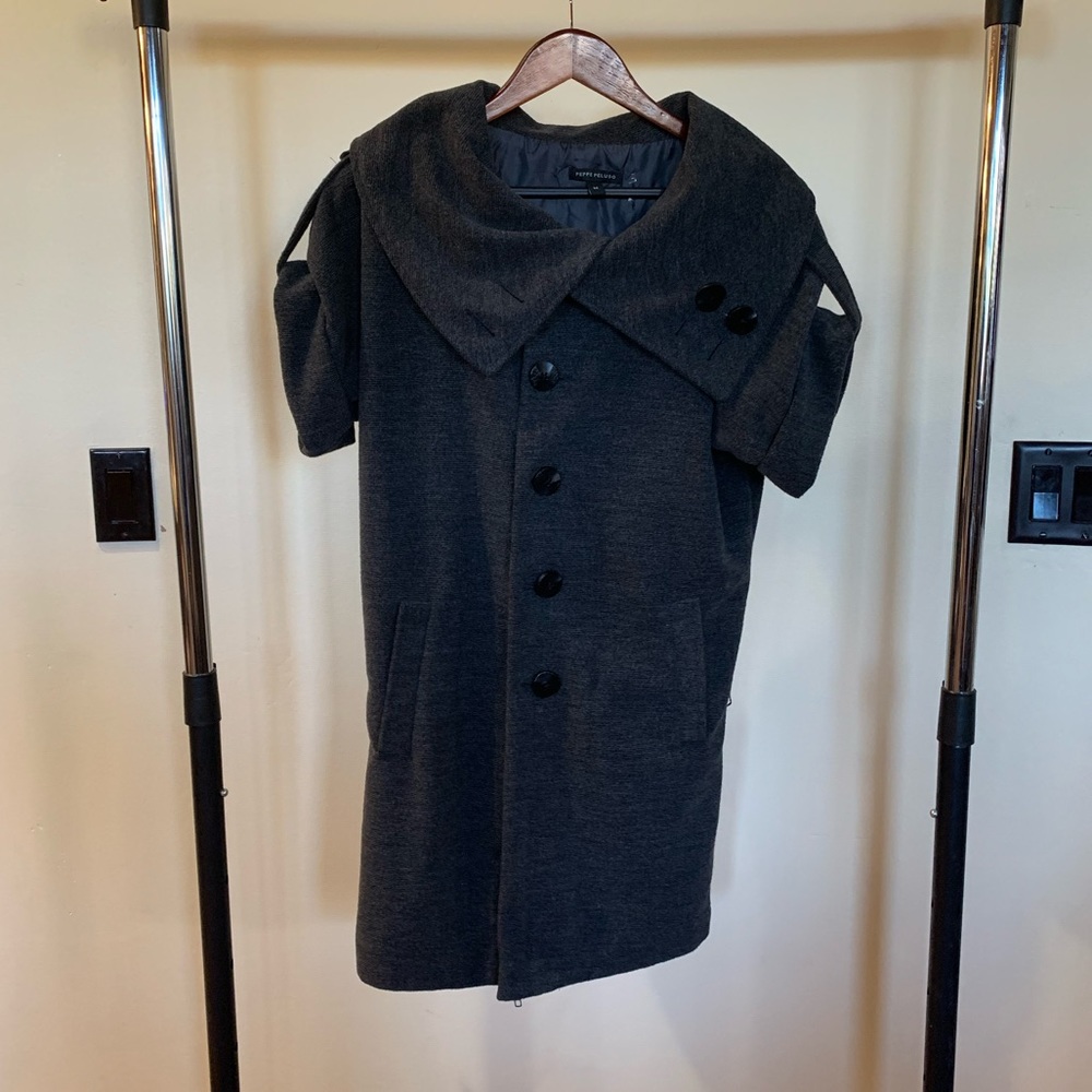 Dark grey coat dress. Comes with matching belt